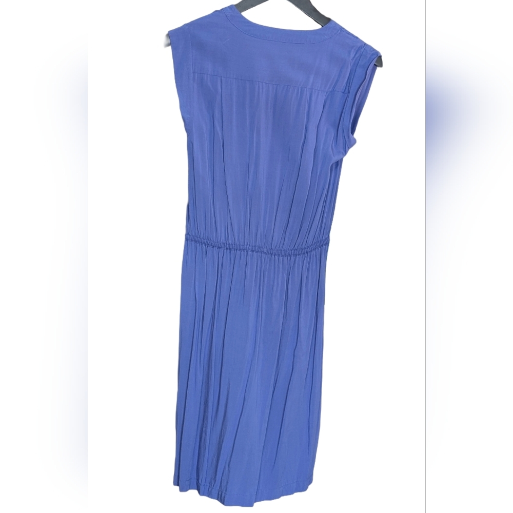 LOFT Button-Front Drawstring Periwinkle Shirt Dre… - image 6